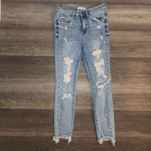 Judy Blue High Waist Skinny Fit Light Wash Distressed Jeans Women's 5/27